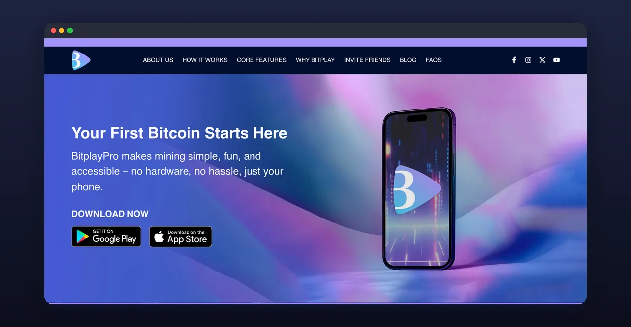 BitPlayPro Bitcoin cloud mining app website