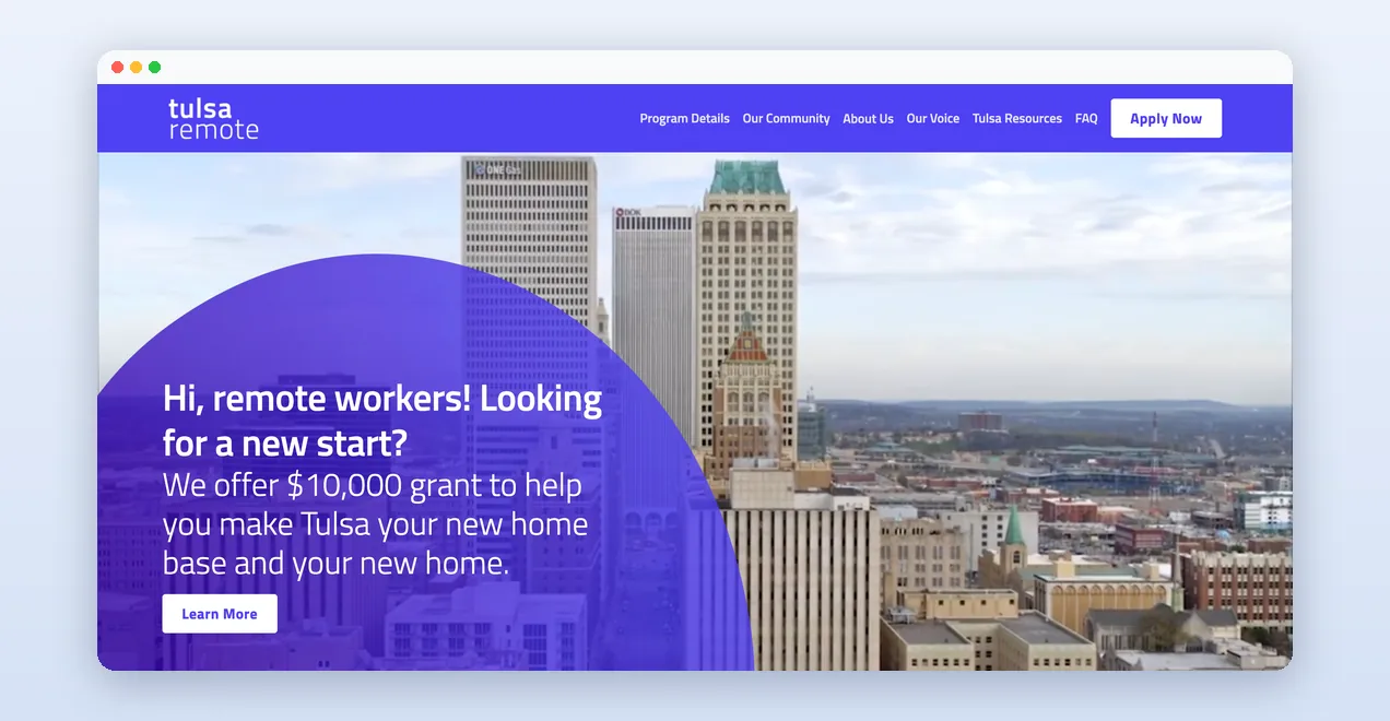 TulsaRemote website for remote workers moving to Tulsa